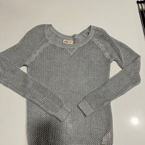 Hollister Light Gray Mesh Knit Sweater